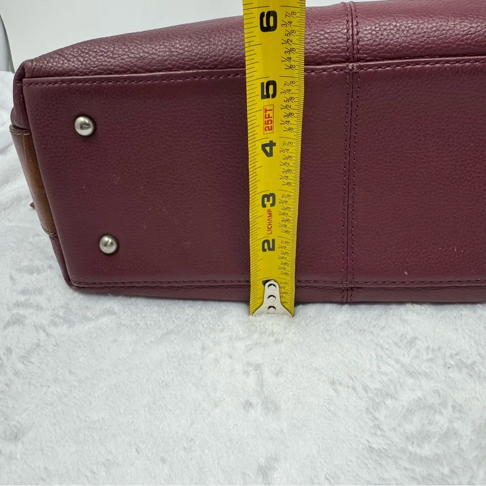 Nino Bossi Burgundy‎ Leather Hobo Shoulder Bag Braided Strap zip Closure
